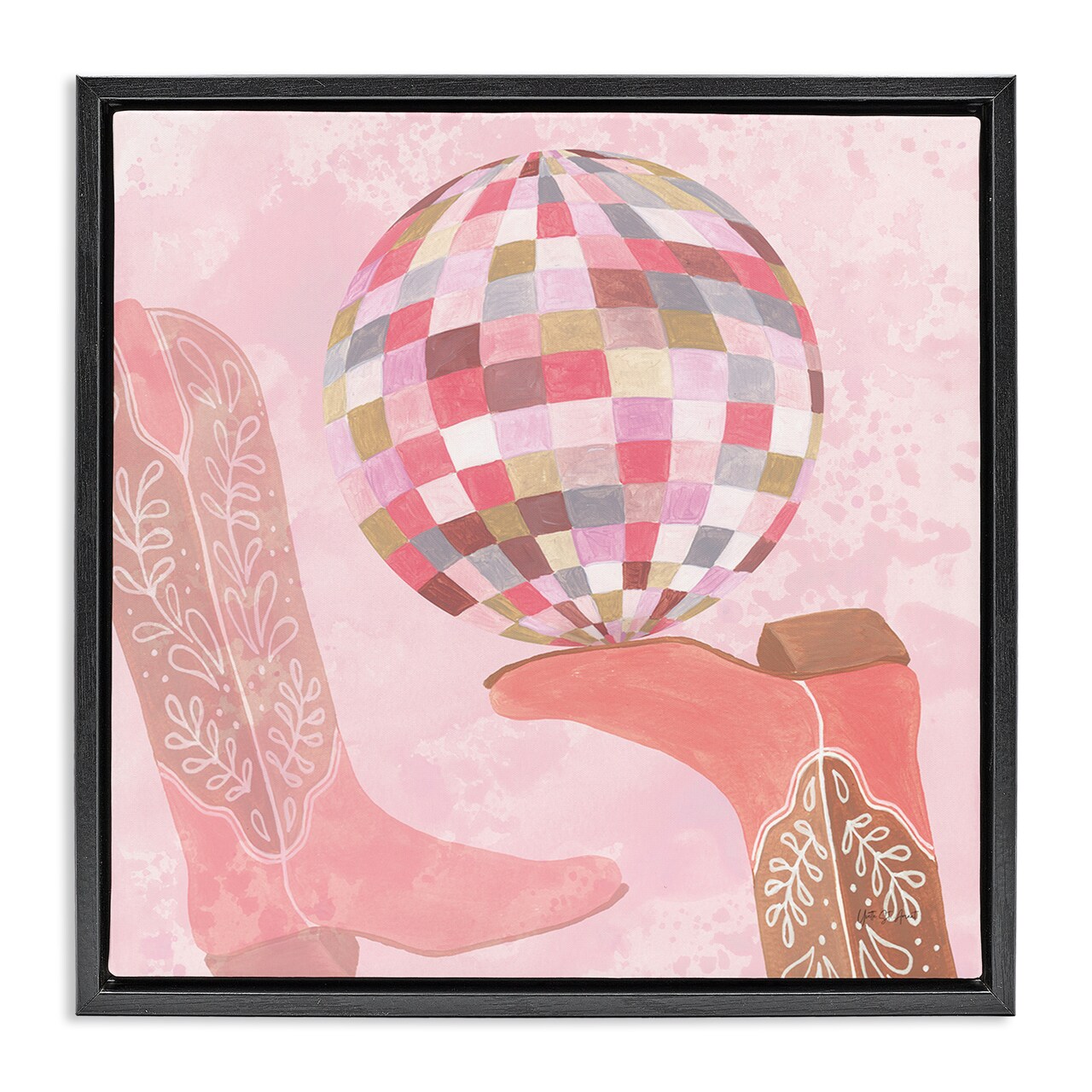 Stupell Industries Cowgirl Boot & Disco Ball Floating Frame By Yvette St. Amant